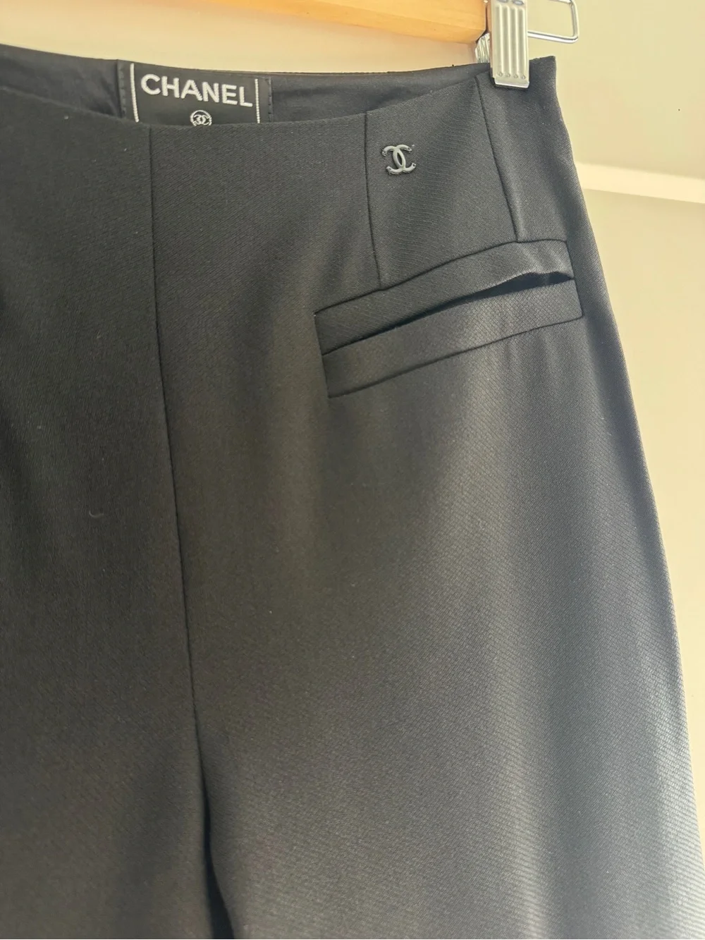 Chanel CC Enamel Logo Karl Lagerfeld Era Wool/Silk Trouser